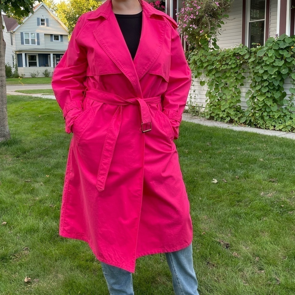 TOGETHER XL PINK TRENCH COAT LONG - Picture 6 of 12